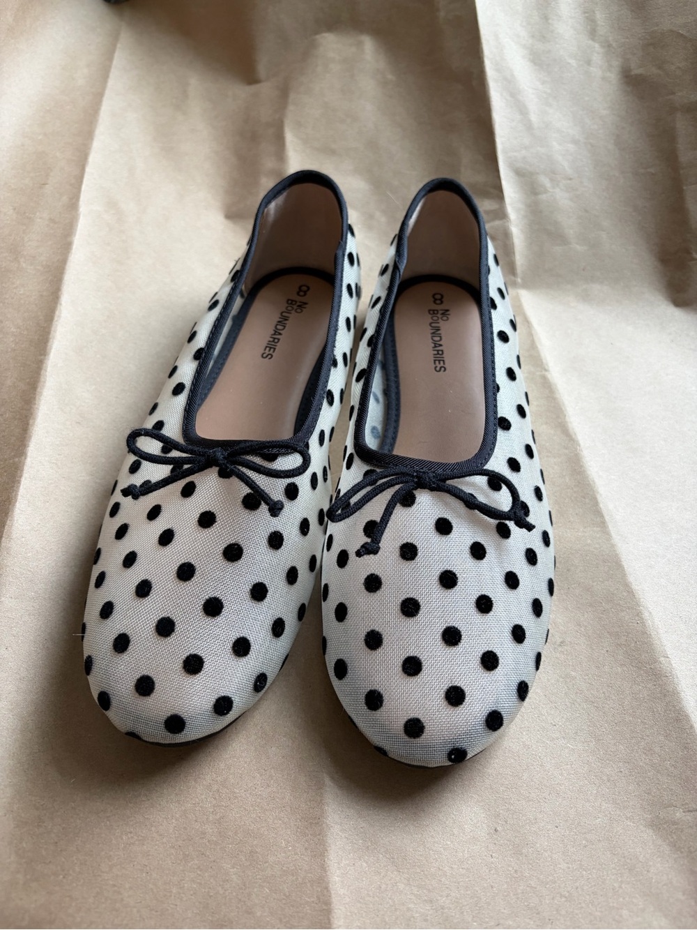 Sheer Mesh Polka Dot Ballet Flats No Boundaries Trendy NWOT - Picture 2 of 3